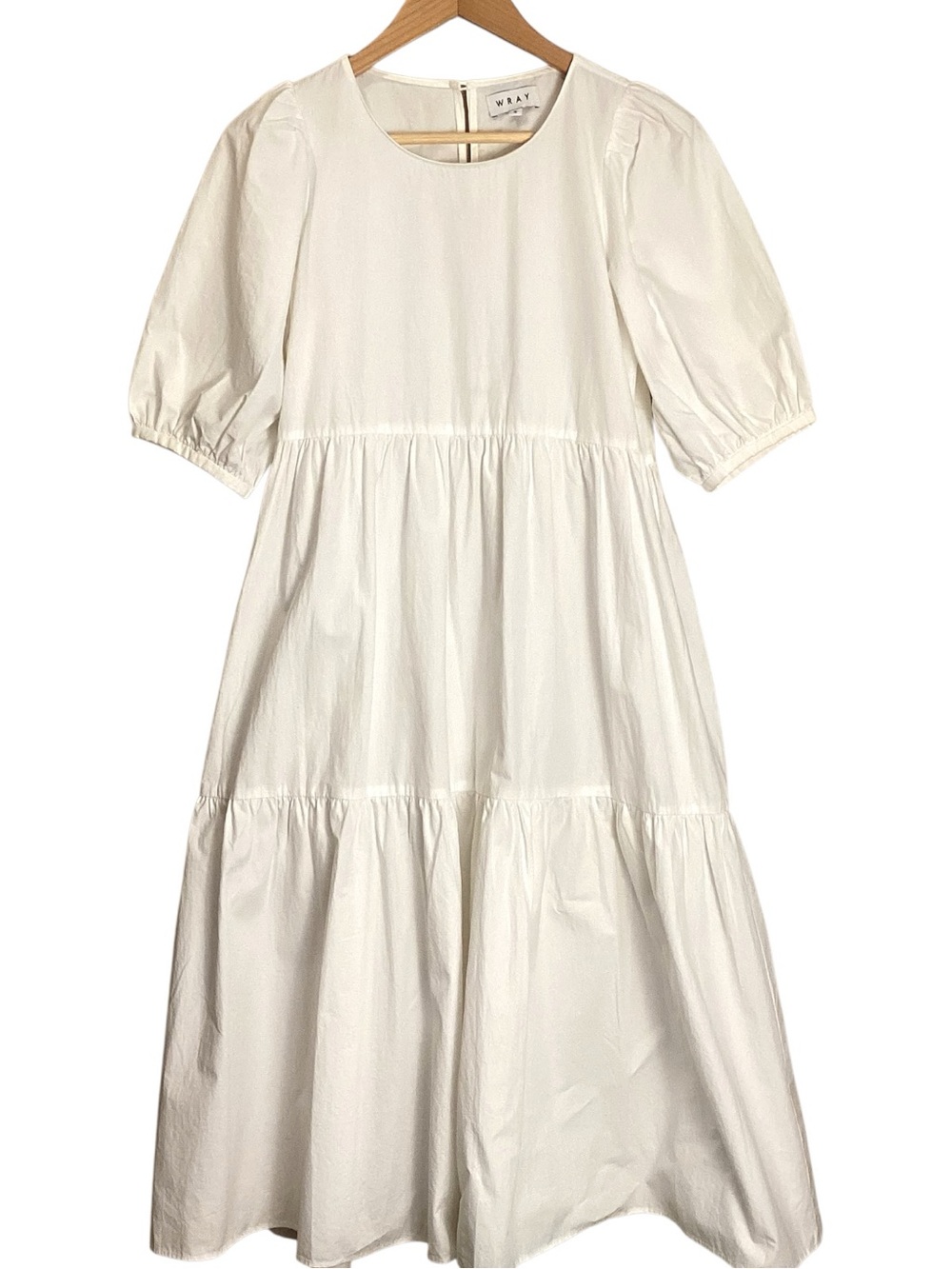 WRAY Rosemary Dress White Tiered 100% Cotton Puff Sleeve Cottagecore Small - Picture 2 of 15